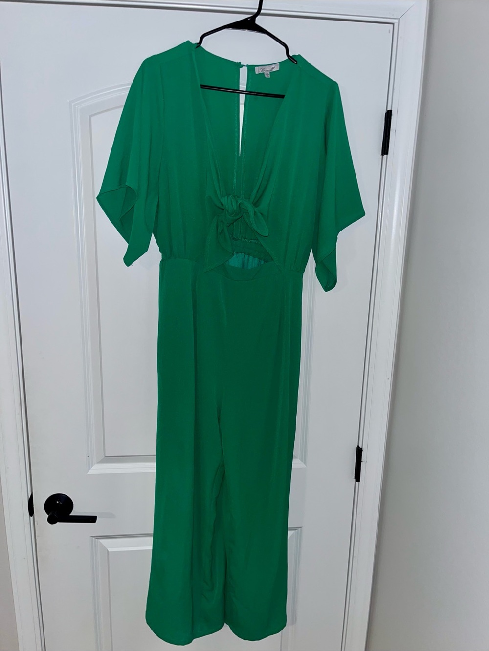 Green Tie-Front Wide Leg Jumpsuit